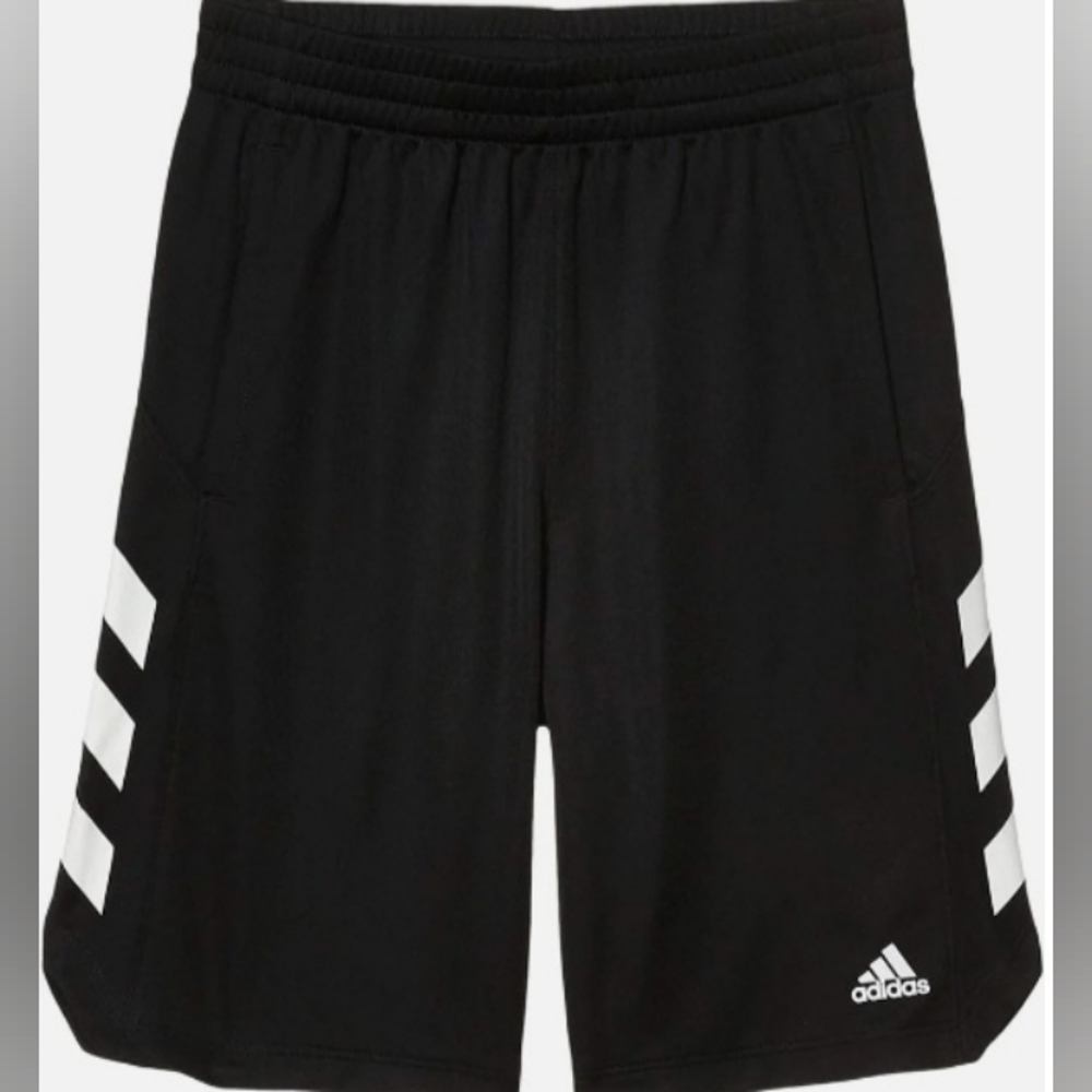 Adidas Basketball Performance Shorts Blk/White Aeroready Boys Sz M(10-12)+1 FREE